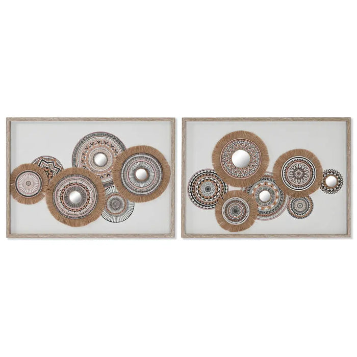 Пластно Home ESPRIT Бял Естествен Boho 70 x 3 x 50 cm (2