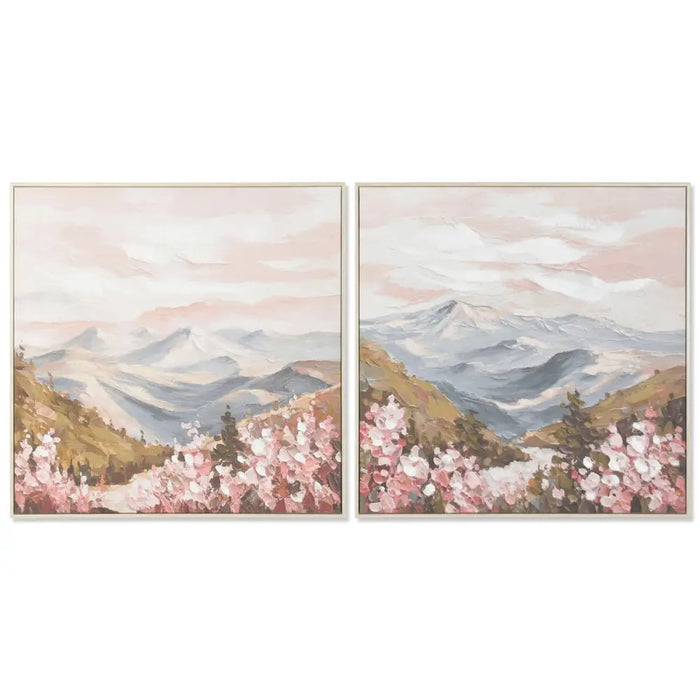 Пластно Home ESPRIT Бял Розов Планина 80 x 3,5 x 80 cm (2