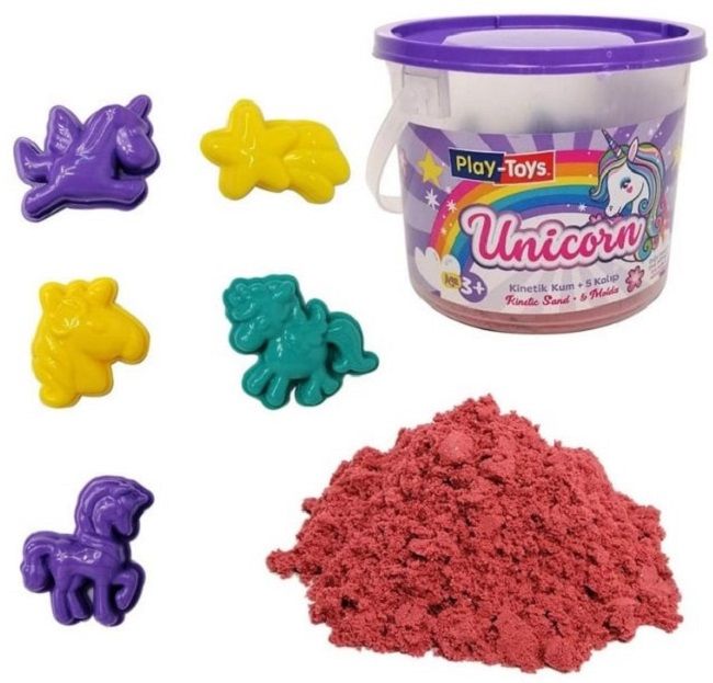 Игрален комплект Play-Toys - Розов кинетичен пясък, с формички