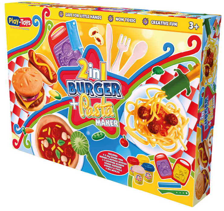 Комплект с моделин Play-Toys - Направи си бургер и паста
