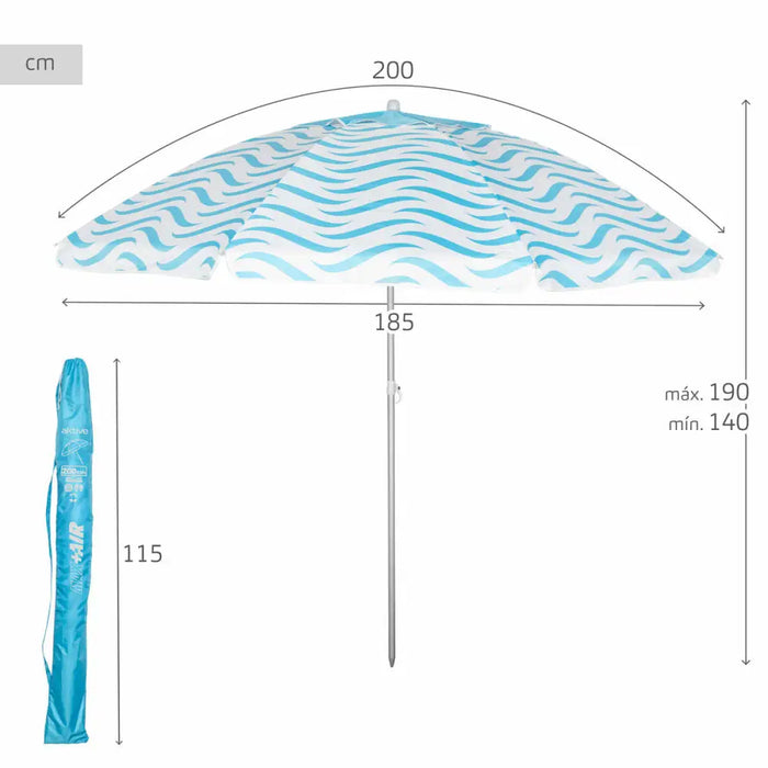Плажен чадър Aktive Син Ø 200 cm 200 x 190 x 200 cm (6 броя)