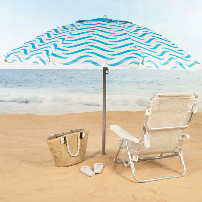 Плажен чадър Aktive Син Ø 220 cm 220 x 200 x 220 cm (6 броя)