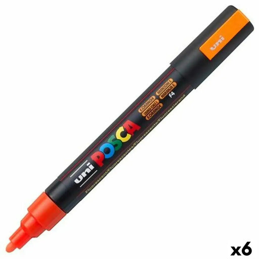 Плумастер POSCA PC-5M Връх на куршум Флуор Оранжев (6 броя)
