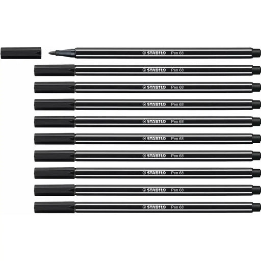 Плумастер Stabilo Pen 68 Черен (10 Части)