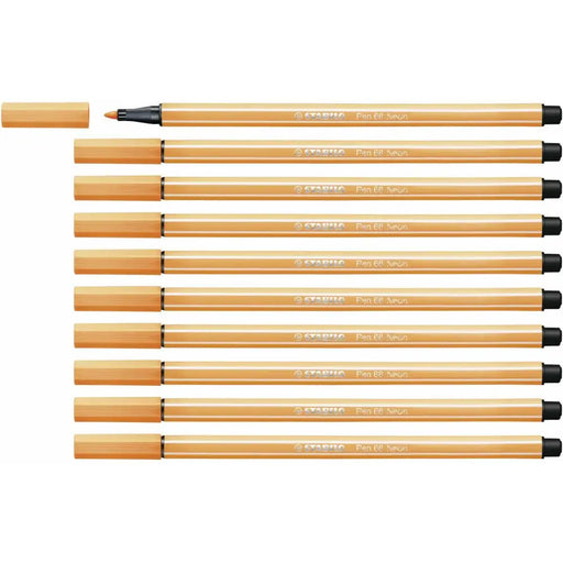 Плумастер Stabilo Pen 68 Флуоресцентен Оранжев (10 Части)