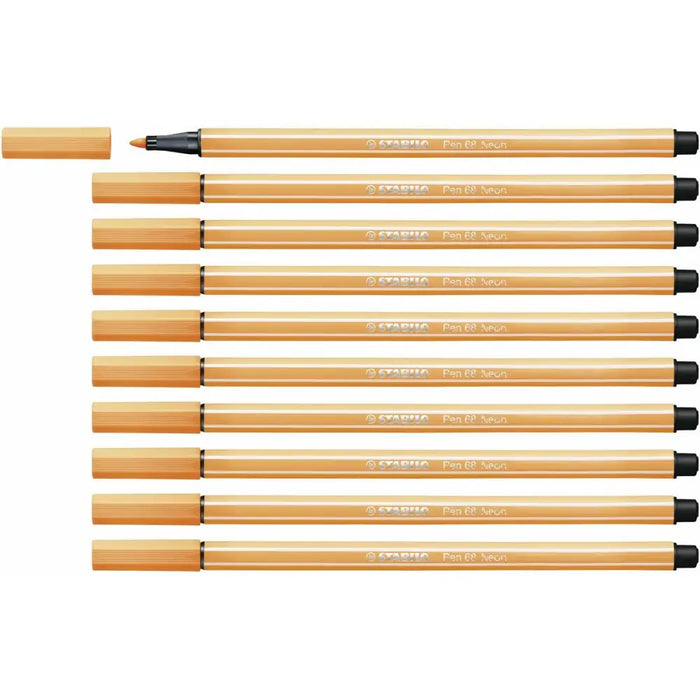 Плумастер Stabilo Pen 68 Флуоресцентен Оранжев (10 Части)