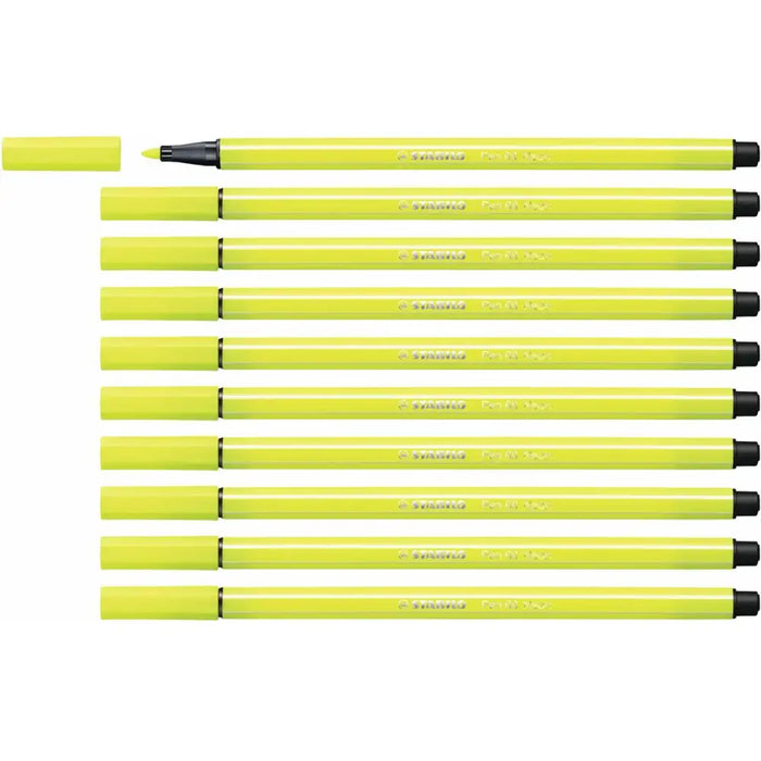 Плумастер Stabilo Pen 68 Флуоресцентен Жълт (10 Части)