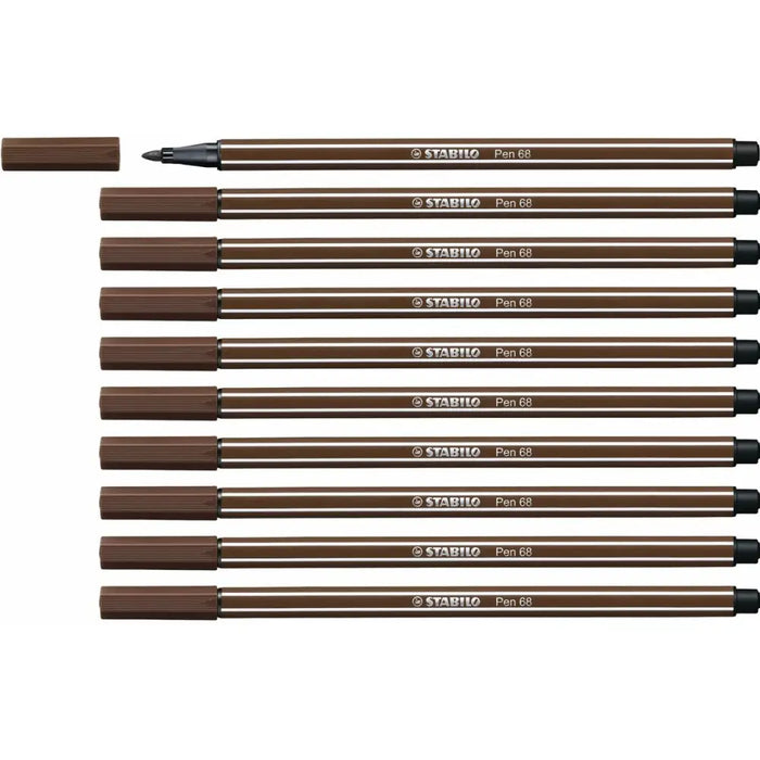 Плумастер Stabilo Pen 68 Кафяв (10 Части)