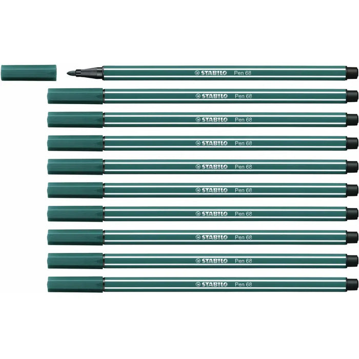 Плумастер Stabilo Pen 68 Тюркоазено Зелено (10 Части)