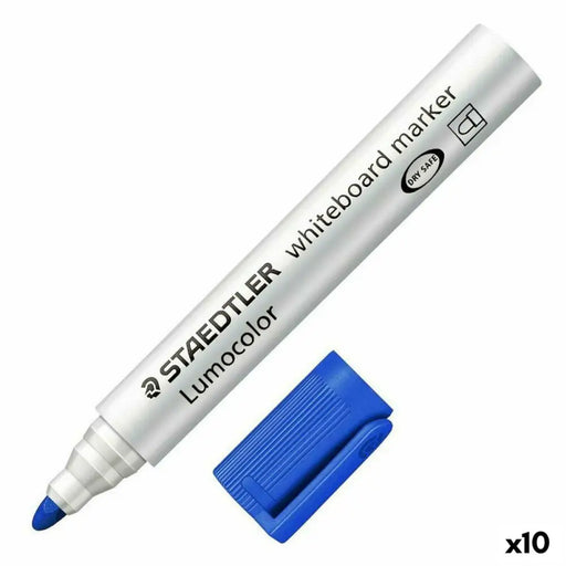 Плумастер Staedtler Бяла дъска Син Бял (10 броя) (1 броя)