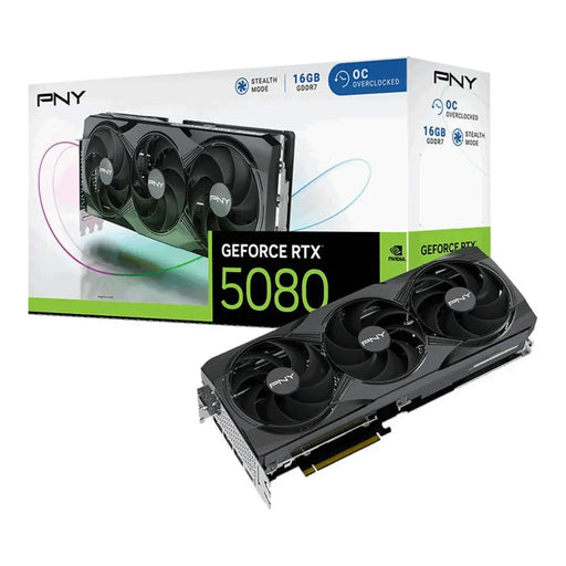 PNY GeForce RTX 5080 Овърклокнат три вентилатора GPU NVIDIA