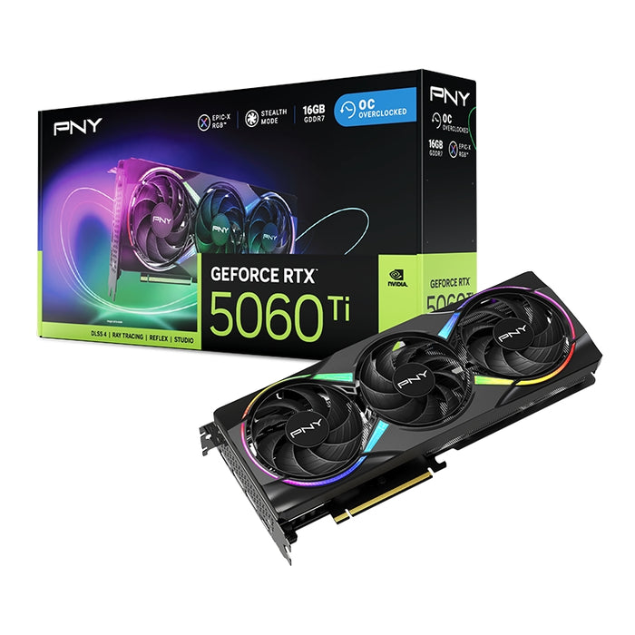 PNY GeForce RTX 5060 Ti 16GB GDDR7 OC EPIC-X RGB троен вентилатор