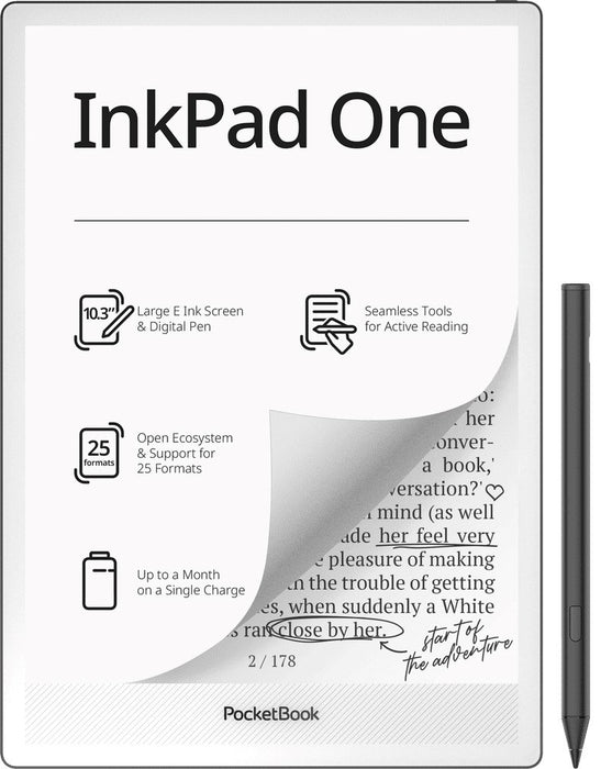 PocketBook InkPad One 1030 10.3" E-ink Mobius 32GB Wi-Fi електронен четец – матово черно