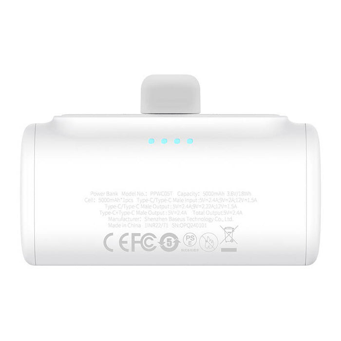 Преносима батерия Baseus Compact, 5000mAh, 20W, USB-C, бяла