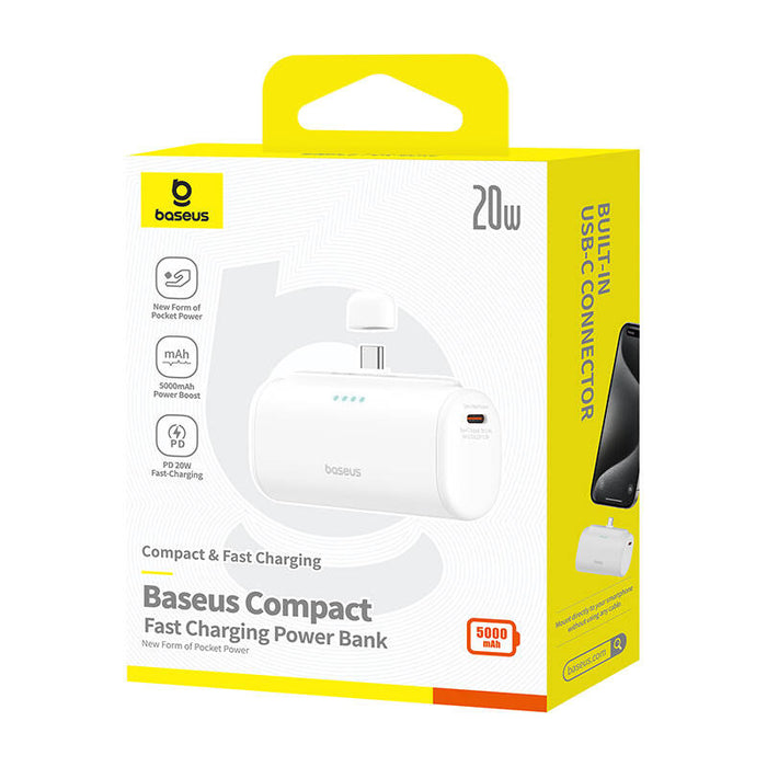 Преносима батерия Baseus Compact, 5000mAh, 20W, USB-C, бяла