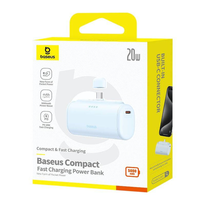 Преносима батерия Baseus Compact, USB-C, 5000mAh, 20W, синя