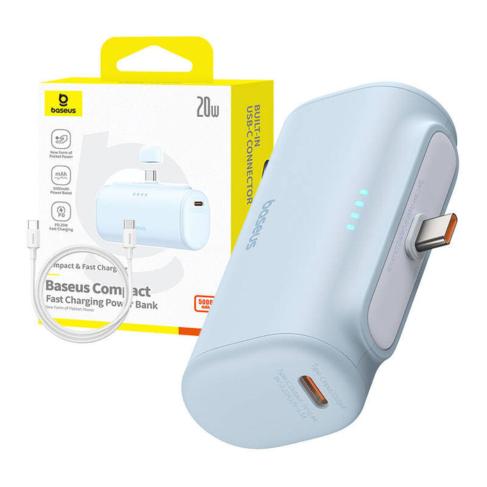 Преносима батерия Baseus Compact, USB-C, 5000mAh, 20W, синя