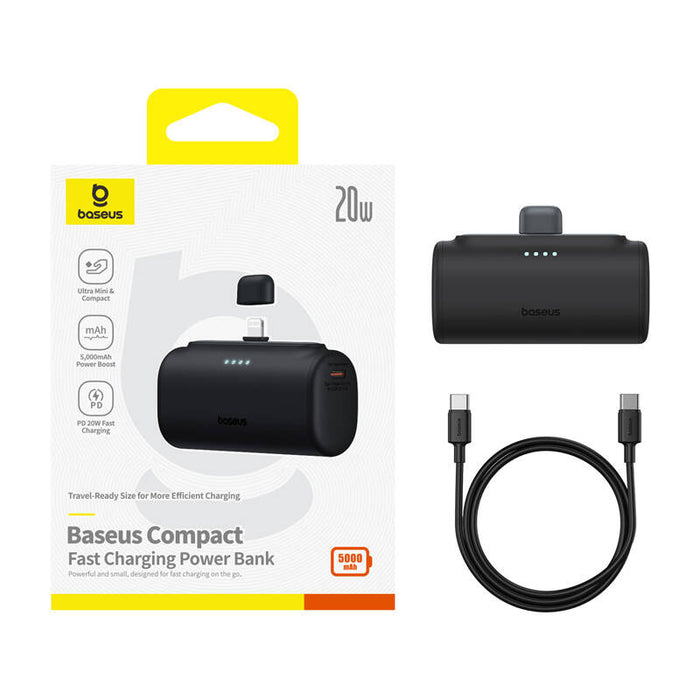 Преносима батерия OS-Baseus Compact, IP, 5000mAh, 20W, черна