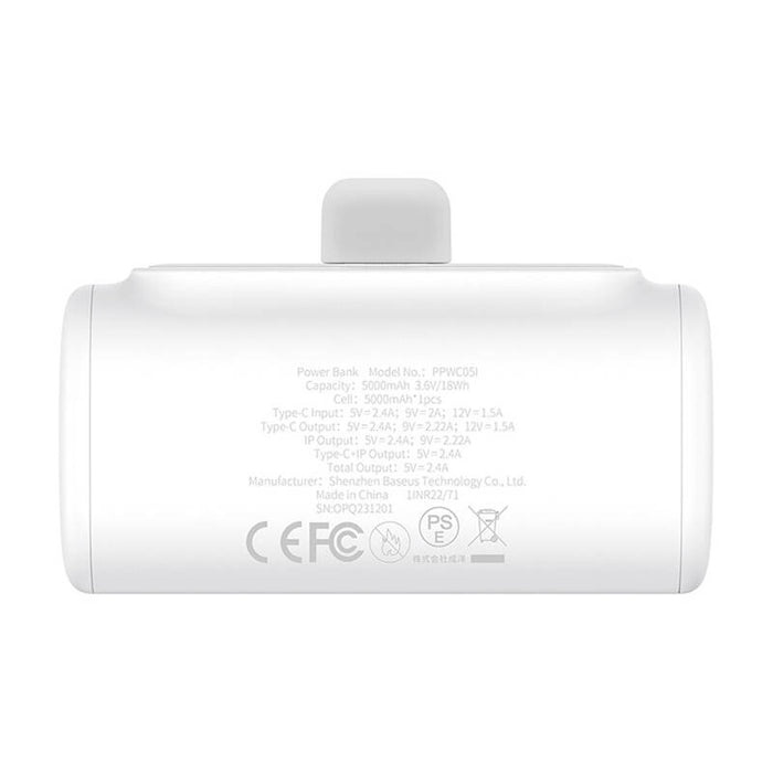 Преносима батерия OS-Baseus Compact, IP, 5000mAh, 20W, бяла