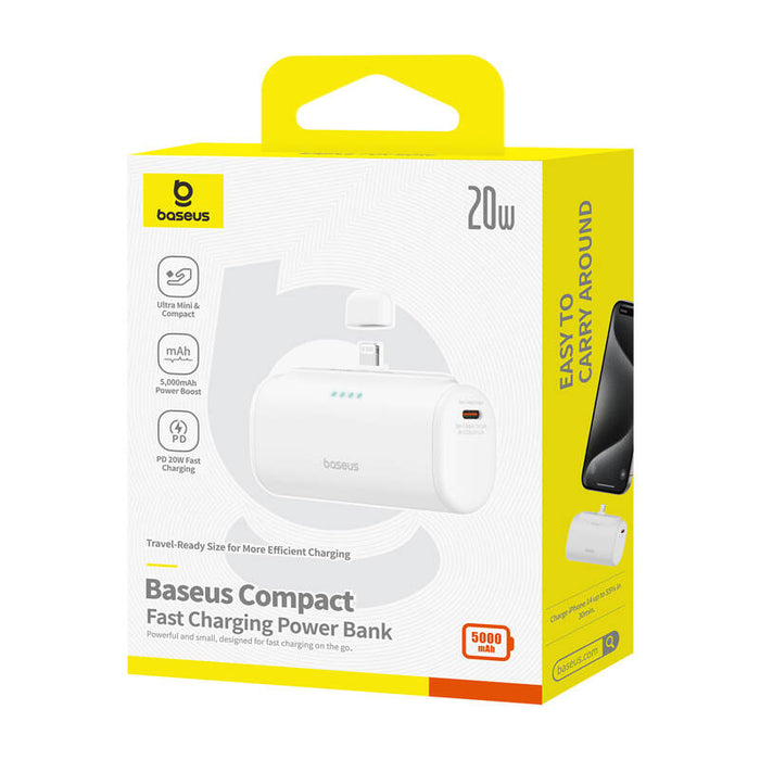 Преносима батерия OS-Baseus Compact, IP, 5000mAh, 20W, бяла