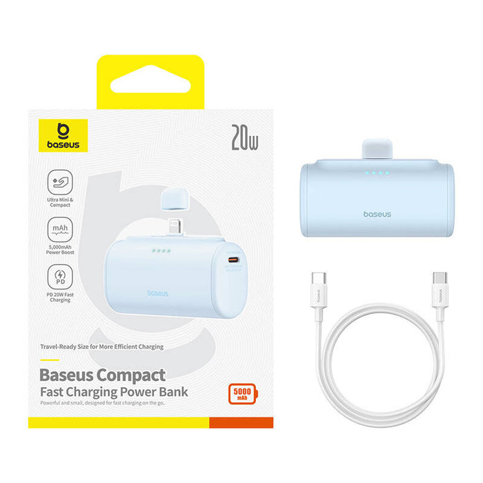 Преносима батерия OS-Baseus Compact, IP, 5000mAh, 20W, синя