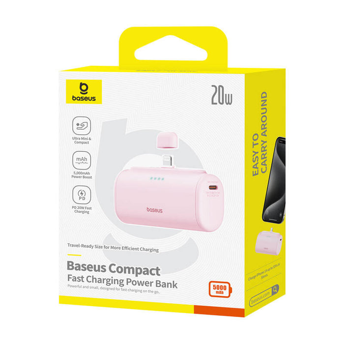 Преносима батерия OS-Baseus Compact, IP, 5000mAh, 20W, розова