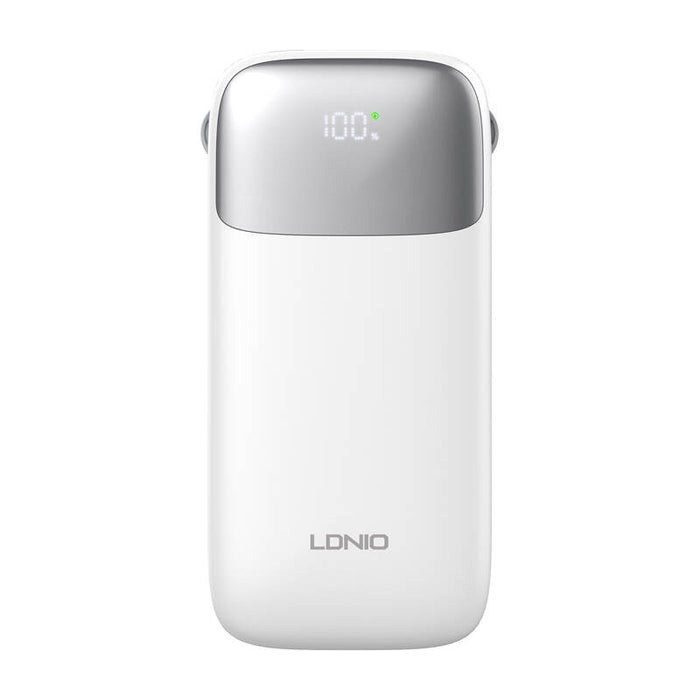 Преносима батеиря LDNIO PQ20, 22.5W, 20000mAh, USB-C, Lightning, бяла