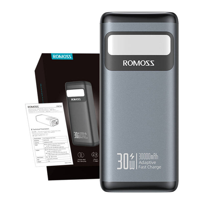 Преносима батерия PMT30 Romoss, 30000mAh, 30W, черна