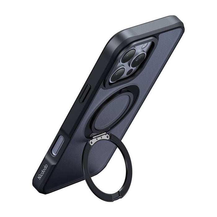 Кейс със стойка McDodo PC-4930, MagSafe за iPhone 16 Pro, черен