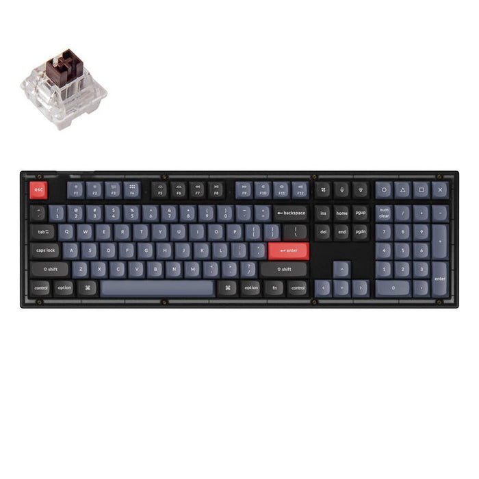 Безжична механична гейминг клавиатура Keychron V6, RGB, Brown Switch, черна