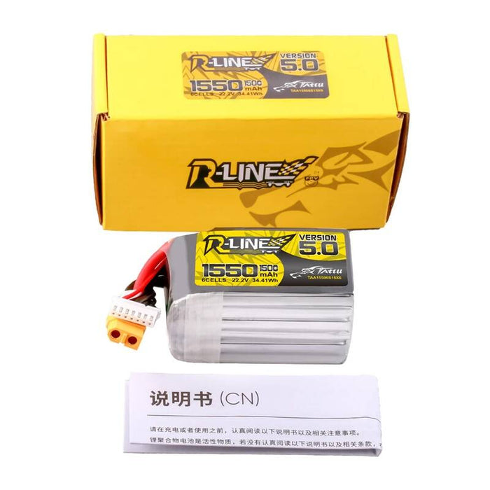Батерия Lipo Tattu R-Line Version 5.0, 1550mAh, 22.2V, 150C, 6S, XT60