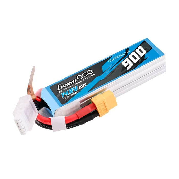 Батерия Lipo Gens Ace, 900mAh, 14.8V, 80C, 4S1P, XT60