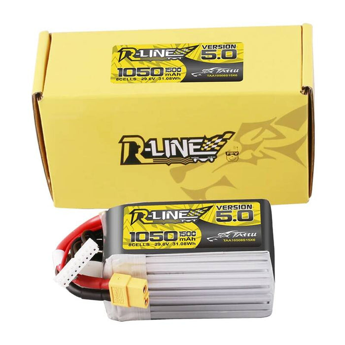 Батерия Lipo Tattu R-Line Version 5.0, 1050mAh, 29.6V, 8S, 150C, XT60