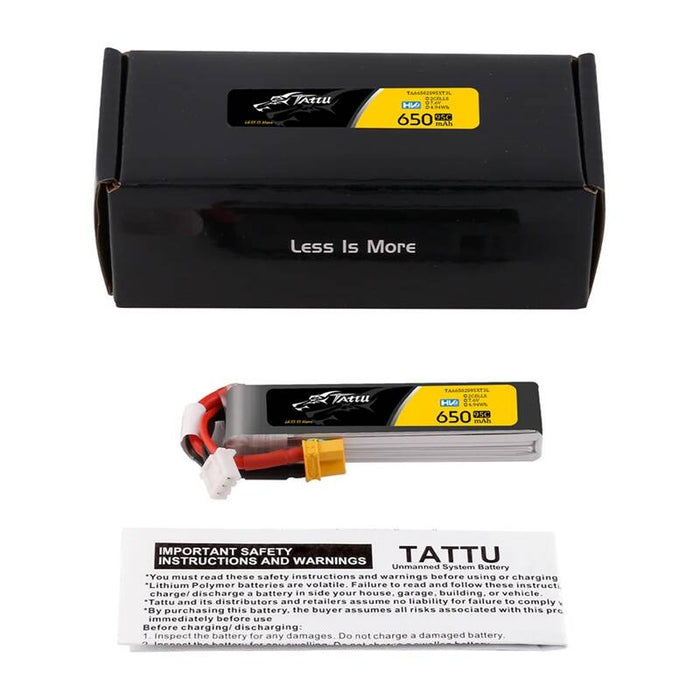 Батерия Lipo Tattu 2s, 650mAh, 95C, 7.6V, HV с XT30 конектор