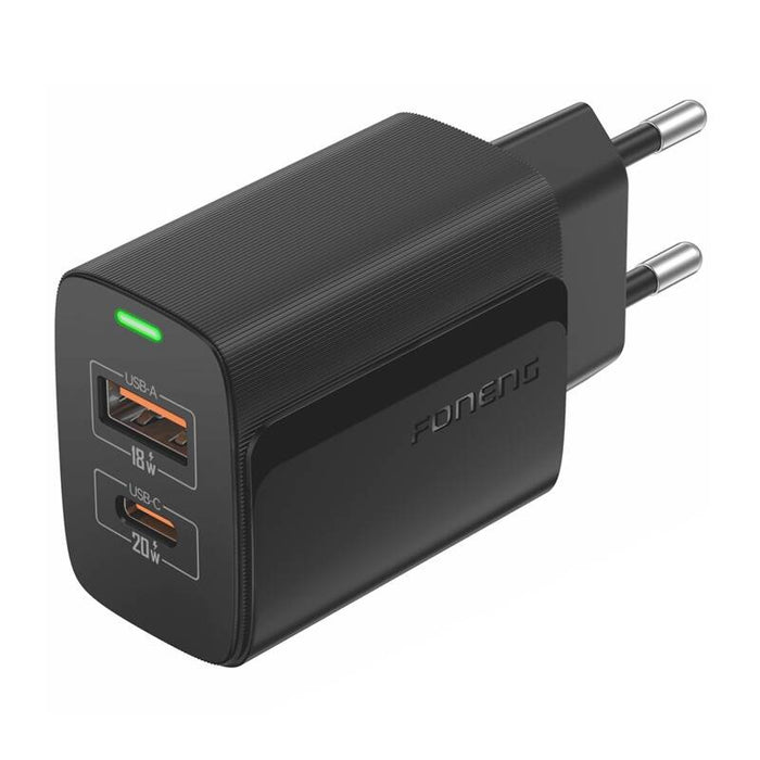 Зарядно Foneng EU66, USB-A, USB-C 2, PD20W, черно