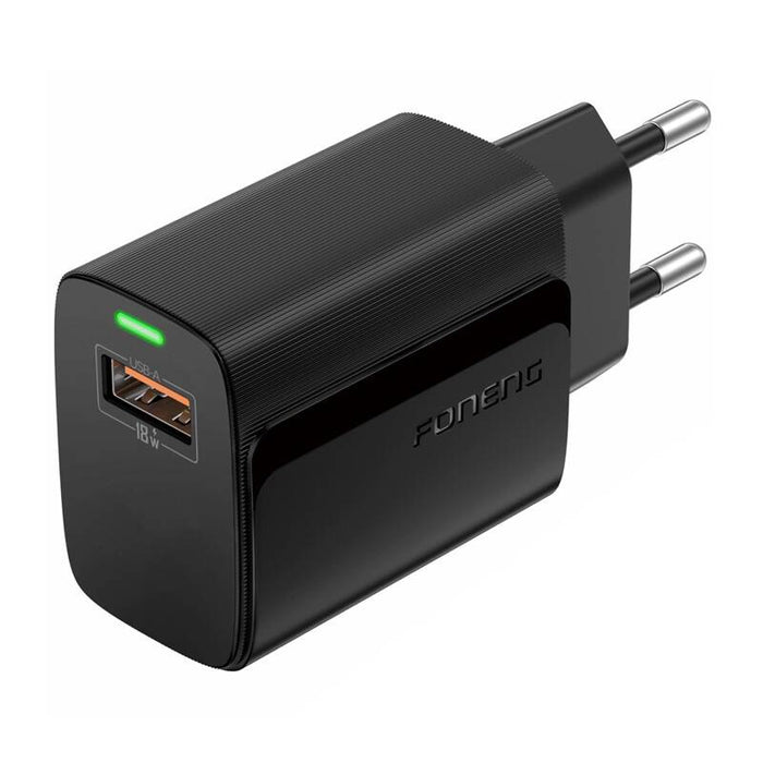 Зарядно Foneng EU64, USB-A, PD20W, черно