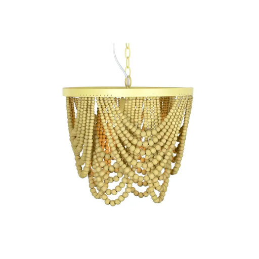 Полилей DKD Home Decor Метал Кафяв Жълт 50 W Дървен MDF (35