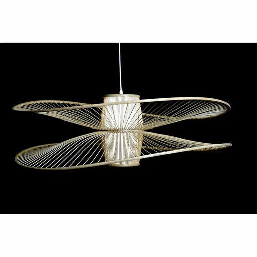 Полилей DKD Home Decor Бял Естествен Бамбук 50 W 100 x 100
