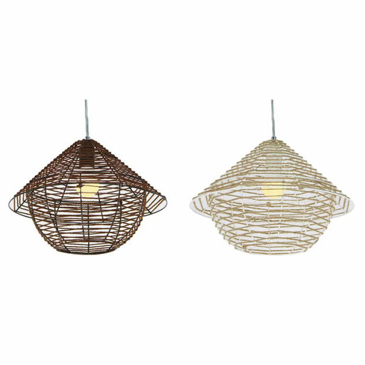 Полилей DKD Home Decor Бял Кафяв Черен Естествен Метал Въже