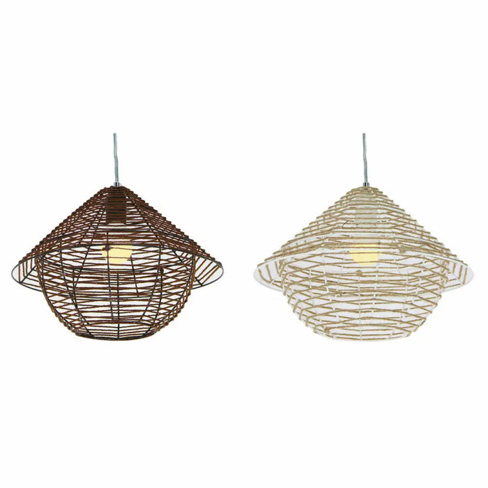 Полилей DKD Home Decor Бял Кафяв Черен Естествен Метал Въже