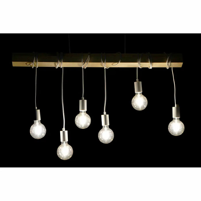 Полилей DKD Home Decor Черен Метал Дървен Бял 220 V 50 W