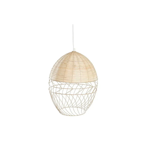 Полилей DKD Home Decor Метал Бял Светло кафяв Pатан 50 W