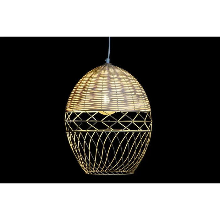 Полилей DKD Home Decor Метал Бял Светло кафяв Pатан 50 W
