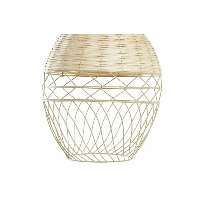 Полилей DKD Home Decor Метал Бял Светло кафяв Pатан 50 W