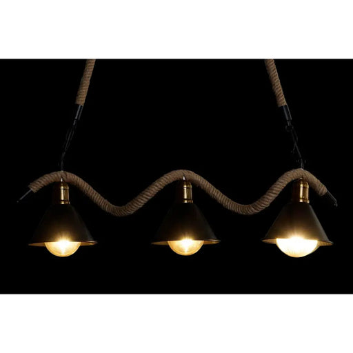 Полилей DKD Home Decor Естествен Черен Метал Въже 50 W (85