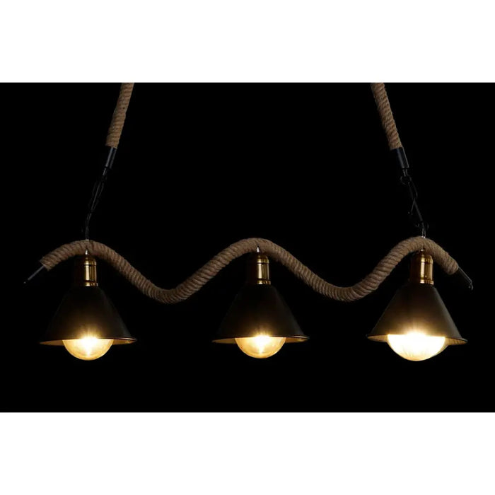 Полилей DKD Home Decor Естествен Черен Метал Въже 50 W (85