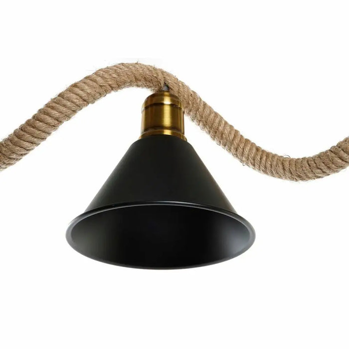Полилей DKD Home Decor Естествен Черен Метал Въже 50 W (85