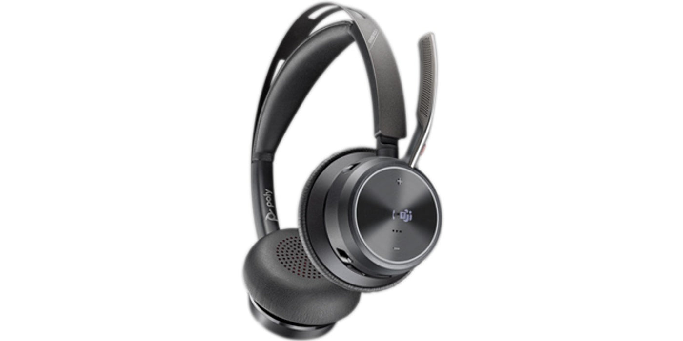 HP Poly Voyager Focus 2-M USB-CC слушалки с USB-C/A адаптер и поставка за зареждане
