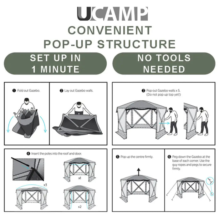 POP-UP ПАВИЛИОН 280X280X210CM UCAMP HD-10741