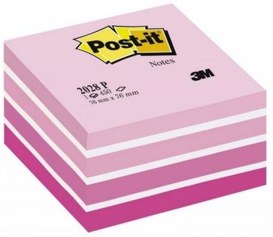 Самозалепващо кубче Post-it - Pastel Pink, 7.6 x 7.6 cm, 450 листа